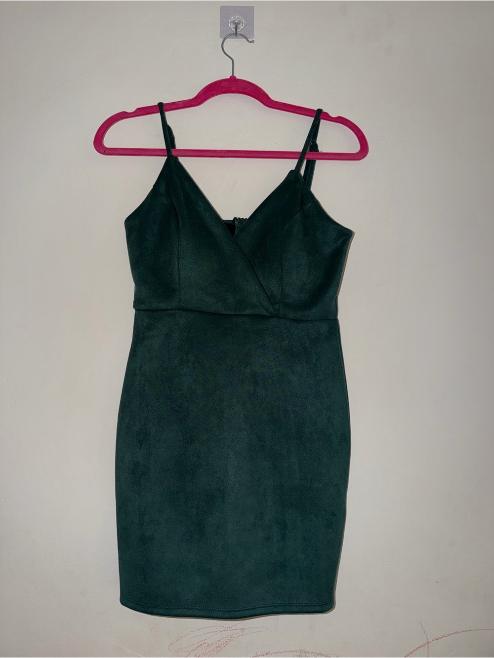 Sleek Forest Green Spaghetti-Strap Mini Dress